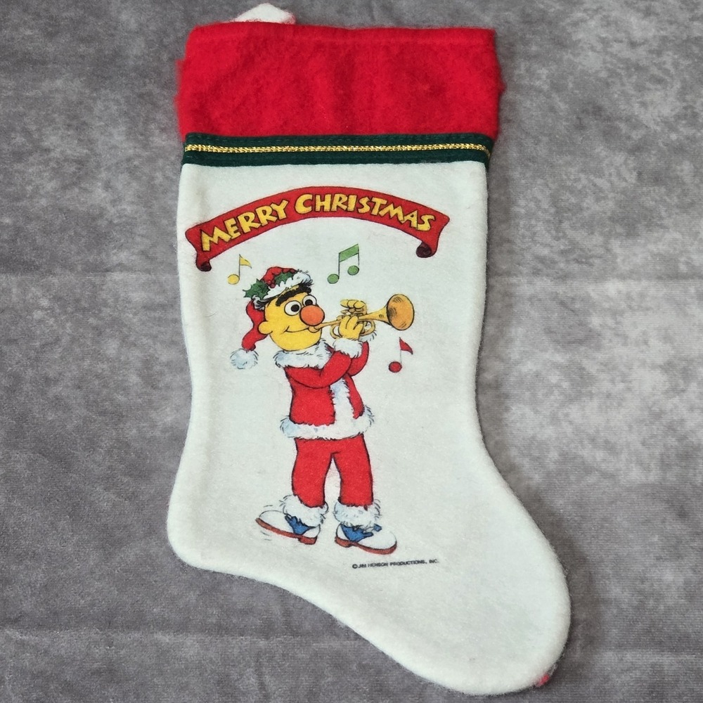 Jim Henson Merry Christmas Bert Stocking‎ 15" Sesame Street Vintage